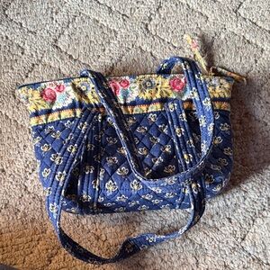 Floral Quilted Tote Bag - Blue and Yellow